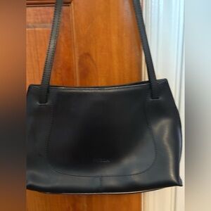 EUC Vintage Furla Made in Italy Black Leather Double Strap Shoulder Bag